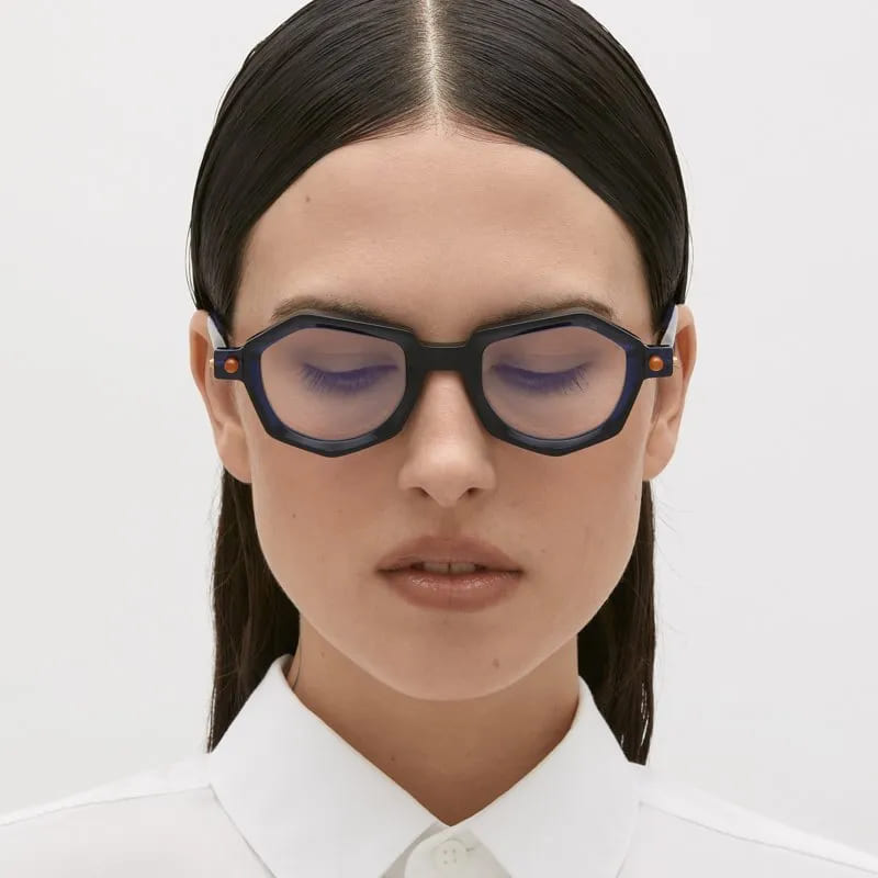 Ottica Mondello Roma - Kuboraum - KROP27BL000000OP - MASK P27 BL - TRANSPARENT DARK BLUE RX - Acetate - shape Geometric - blue - EYEWEAR - EYEGLASSES - Unisex,Uomo,Donna,Women,Men - lens Clear - Made In Italy