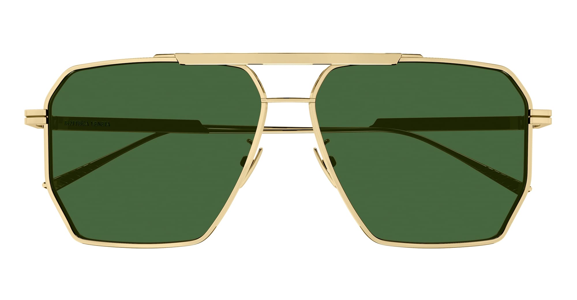 Ottica Mondello Roma - Bottega Veneta - BV1012S-004 - BV1012S-004 - GOLD / GREEN LENS - Metal - shape Squared - Gold - EYEWEAR - SUNGLASSES - Unisex,Uomo,Donna,Women,Men - lens Green - Made In Italy