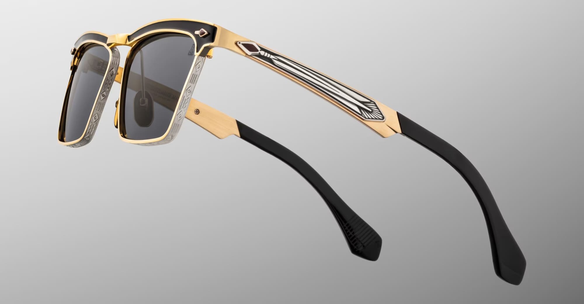 Ottica Mondello Roma - Jacques Marie Mage - JMMMC-40 - LAST FRONTIER VII - MILES CITY - GOLD - Titanium - shape Clubmaster - Gold - EYEWEAR - SUNGLASSES - Unisex,Uomo,Donna,Women,Men - lens Grey - Made In Japan