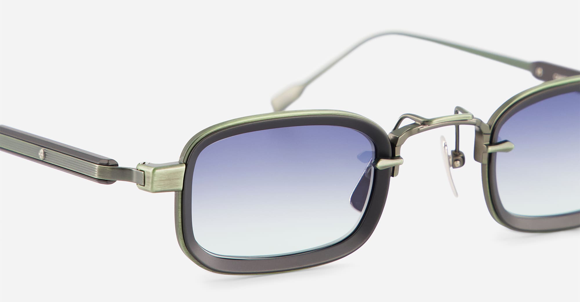 Ottica Mondello Roma - Sato - Canicula-MG-B-1 - CANICULA - MATT GREEN / MATT BLACK - Acetate, titanium - shape Rectangular - green - EYEWEAR - SUNGLASSES - Unisex,Uomo,Donna,Women,Men - lens Gradient green - Made In Japan