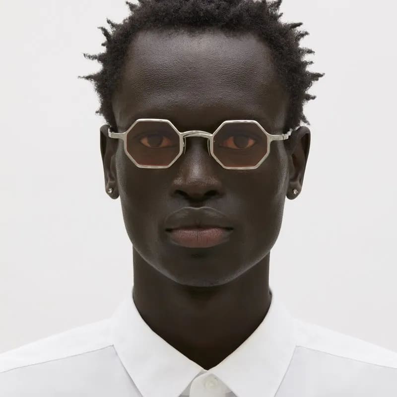 Ottica Mondello Roma - Kuboraum - KRSZ19SO0000002R - MASK Z19 SO - SILVER / ORANGE LENS - metal, acetate - shape Hexagonal - Silver - EYEWEAR - SUNGLASSES - Unisex,Uomo,Donna,Women,Men - lens orange - Made In Italy