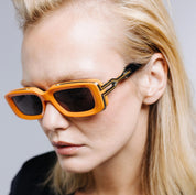 Ottica Mondello Roma - T HENRI - YSA - YURUS - ASTEROID - Acetate - shape Rectangular - Black, gold - EYEWEAR - SUNGLASSES - Unisex,Uomo,Donna,Women,Men - lens gradient yellow - Made In Japan