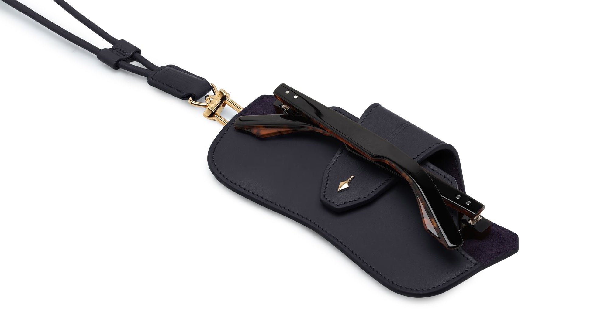 Ottica Mondello Roma - Jacques Marie Mage - JMMHTC-A20 - JMM EYEWEAR CASE - HUNTER - NAVY - Leather - shape Eyewear case - blue - ACCESSORI - ACCESSORIES - Unisex,Uomo,Donna,Women,Men - lens  - Made In Italy