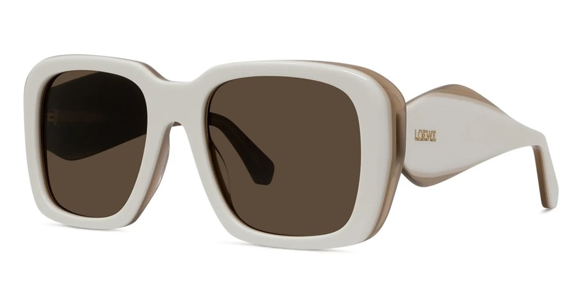 Ottica Mondello Roma - Loewe - LW40198U5325E - SIGNATURE IVORY SQUARED SUNGLASSES - Acetate - shape Squared - ivory - EYEWEAR - SUNGLASSES - Donna,Women - lens Brown - Made In Italy