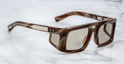 Ottica Mondello Roma - Jacques Marie Mage - JMMWS-10Y6 - DECADE COLLECTION: WINDSOR - BARK HORN - Acetate - shape Rectangular - black, brown - EYEWEAR - SUNGLASSES - Uomo,Men - lens khaki - Made In Japan