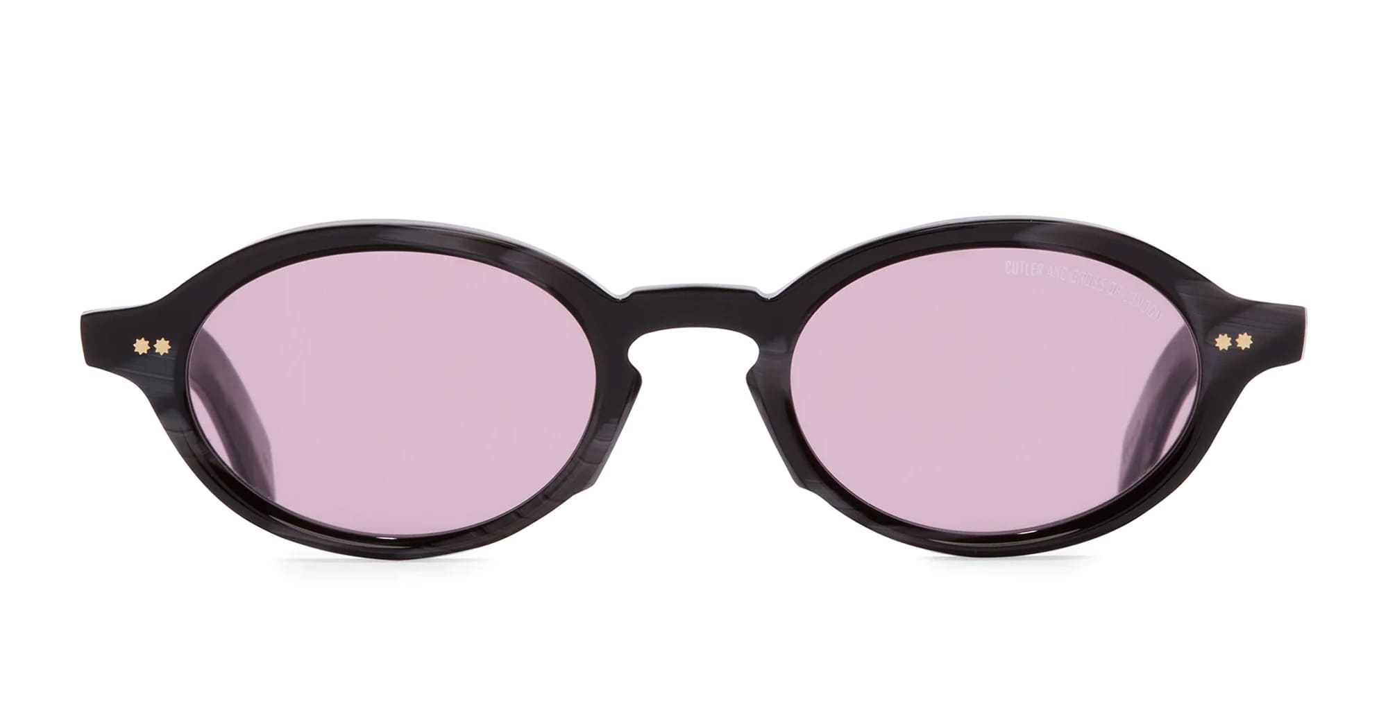 Ottica Mondello Roma - Cutler and Gross - CGSN-GR13-49-01 - GR13 - BLACK HORN - Acetate - shape Oval - Black - EYEWEAR - SUNGLASSES - Unisex,Uomo,Donna,Women,Men - lens purple - Made In Italy