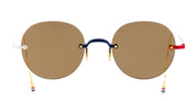 Ottica Mondello Roma - Thom Browne - UES938A-G0001-964-54 - RIMLESS OVERSIZED - NAVY / RED / WHITE - Titanium - shape Round - blue - EYEWEAR - SUNGLASSES - Uomo,Men - lens Brown - Made In Japan