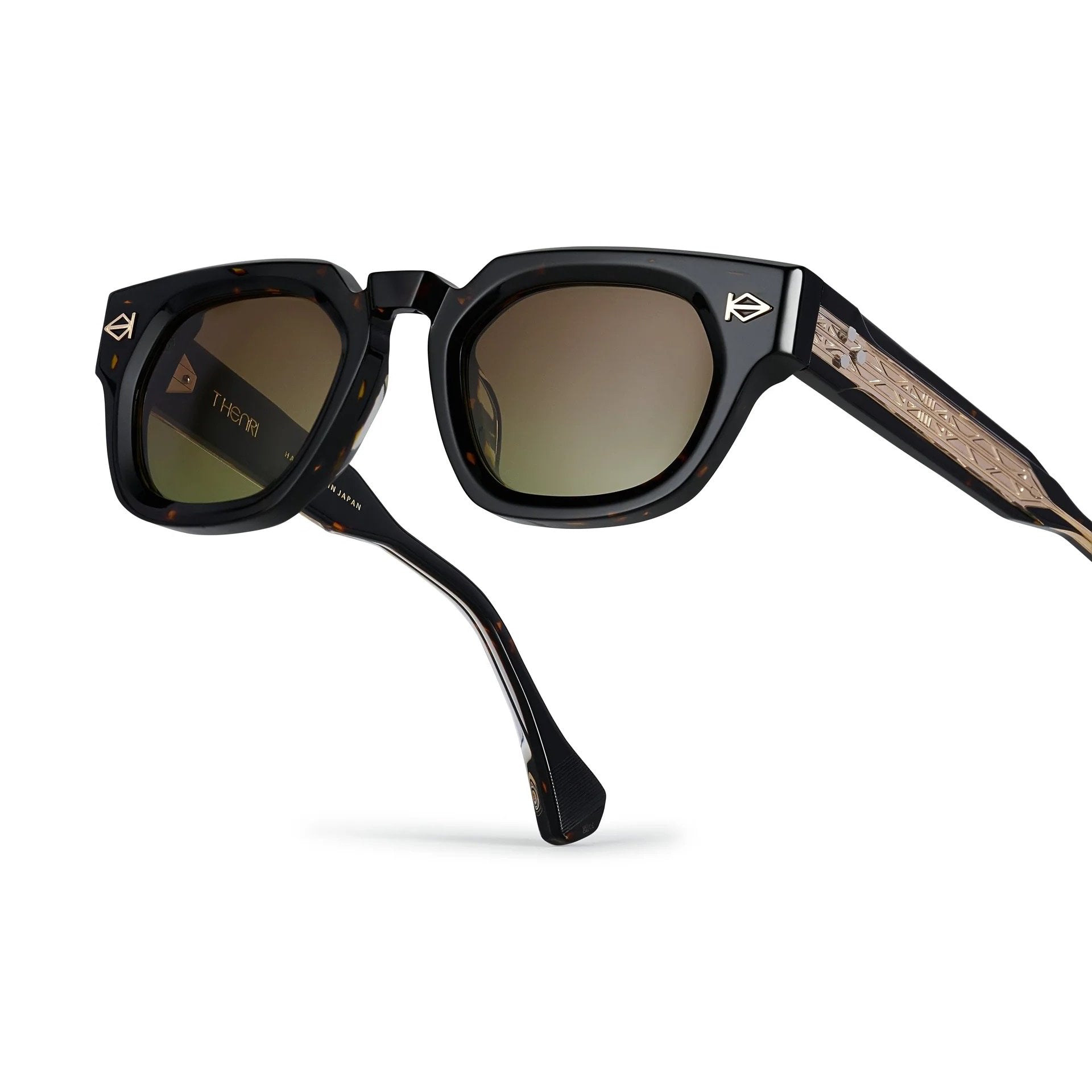 Ottica Mondello Roma - T HENRI - TAE012 - TUATARA - PETRA - Acetate - shape Panto - Havana - EYEWEAR - SUNGLASSES - Unisex,Uomo,Donna,Women,Men - lens Gradient green - Made In Japan