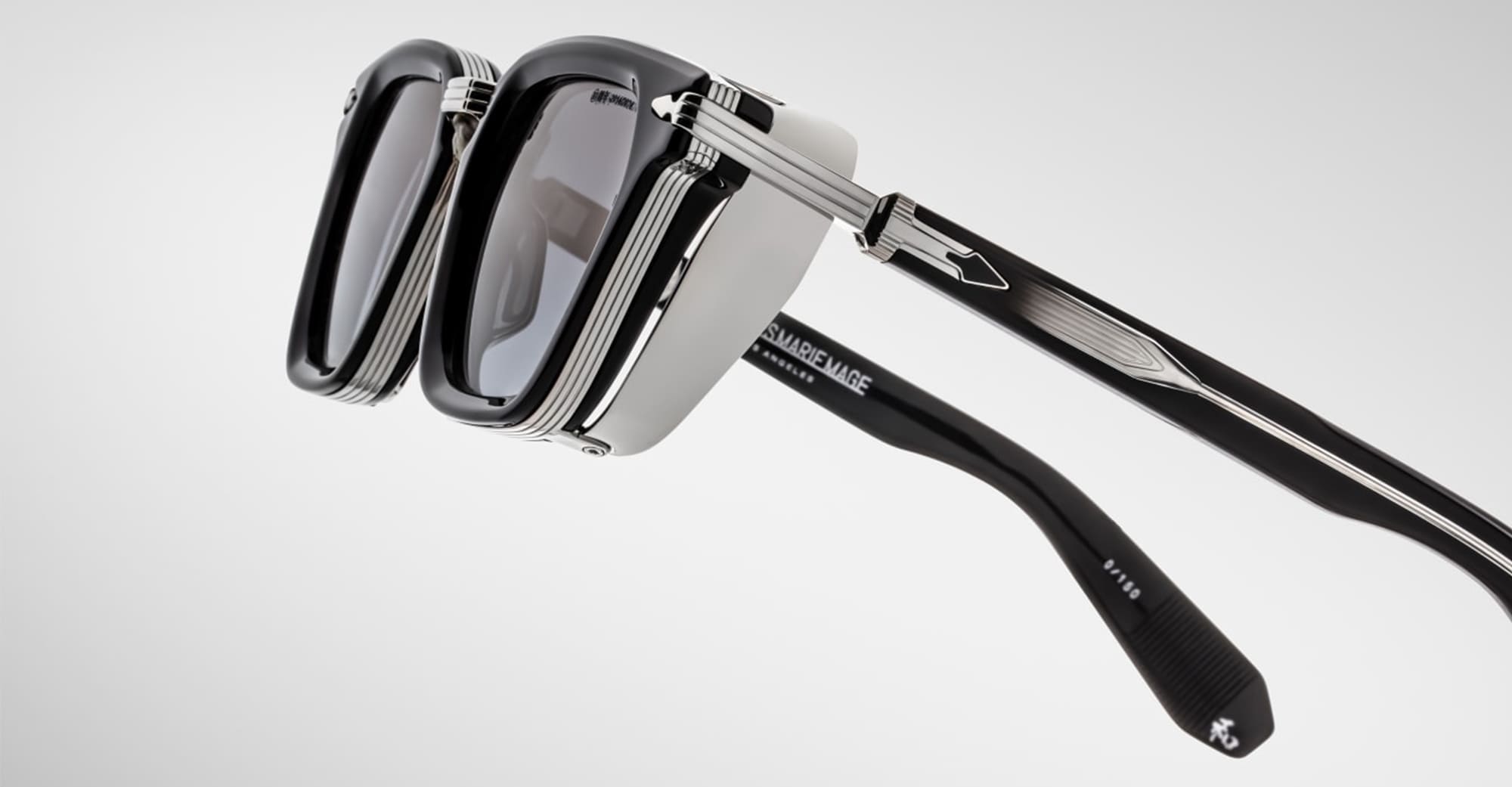 Ottica Mondello Roma - Jacques Marie Mage - JMMBD-10Y1 - DECADE COLLECTION: BORODINO - DECADE - Acetate - shape Squared - Black - EYEWEAR - SUNGLASSES - Uomo,Men - lens silver - Made In Japan