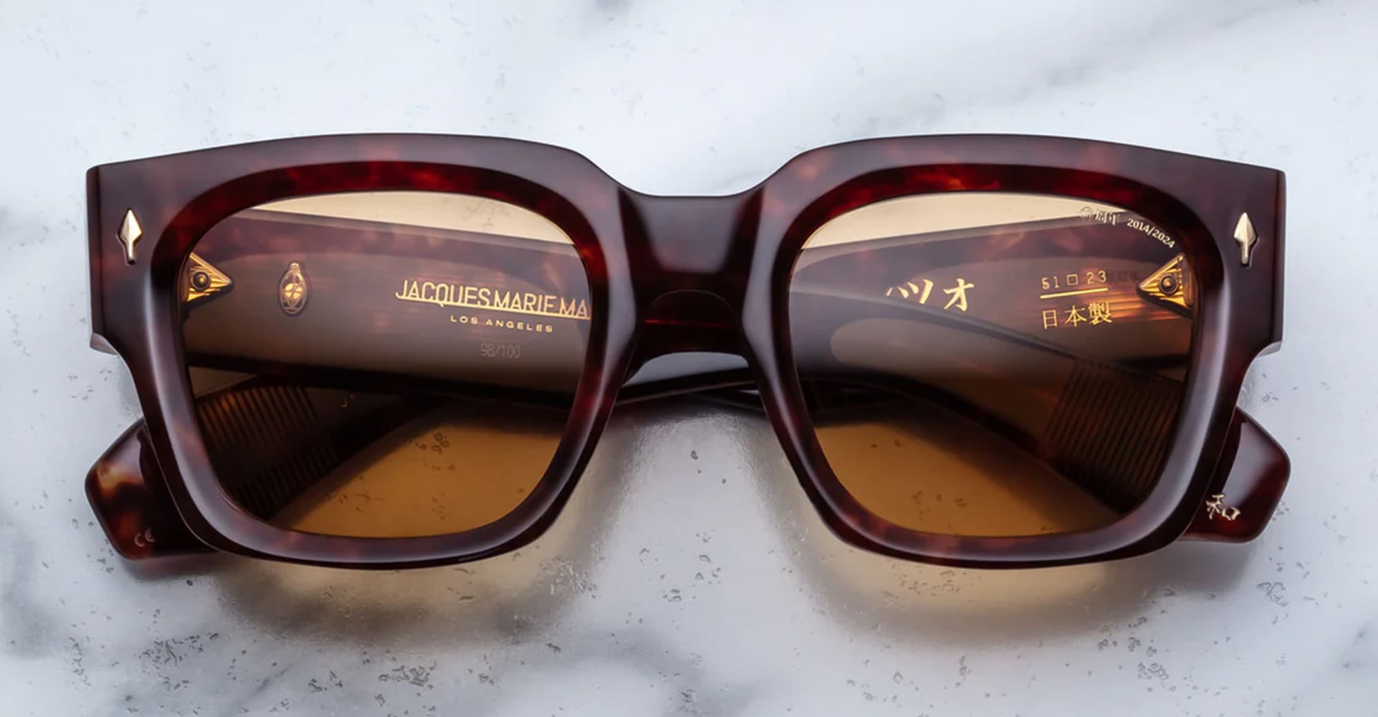 Ottica Mondello Roma - Jacques Marie Mage - JMMEZ-10Y5 - DECADE COLLECTION: ENZO - BRECCIA - Acetate - shape Squared - Havana - EYEWEAR - SUNGLASSES - Uomo,Men - lens honey - Made In Japan