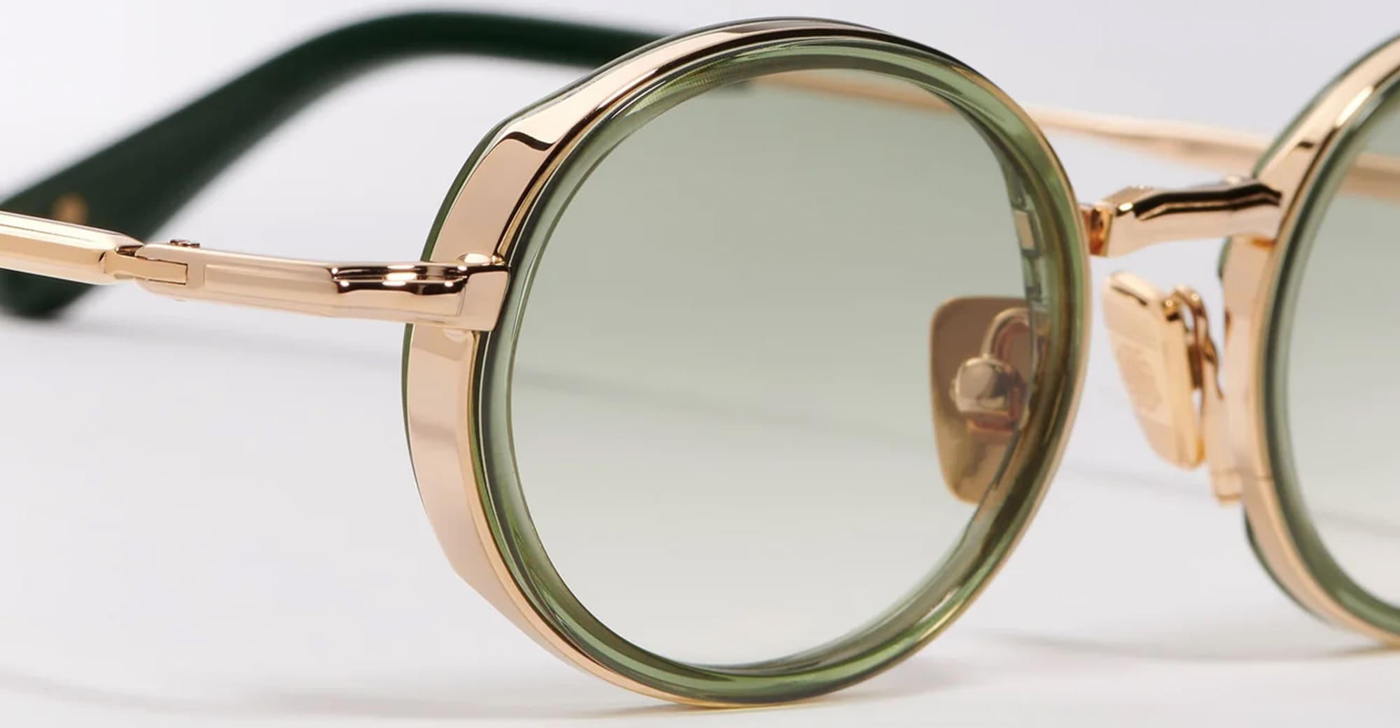 Ottica Mondello Roma - John Dalia - EDDIE-C431 - EDDIE - C431 Dark Green Translucid / Antique Gold - Metal - shape  - green, gold - EYEWEAR - SUNGLASSES - Unisex,Uomo,Donna,Women,Men - lens  - Made In France
