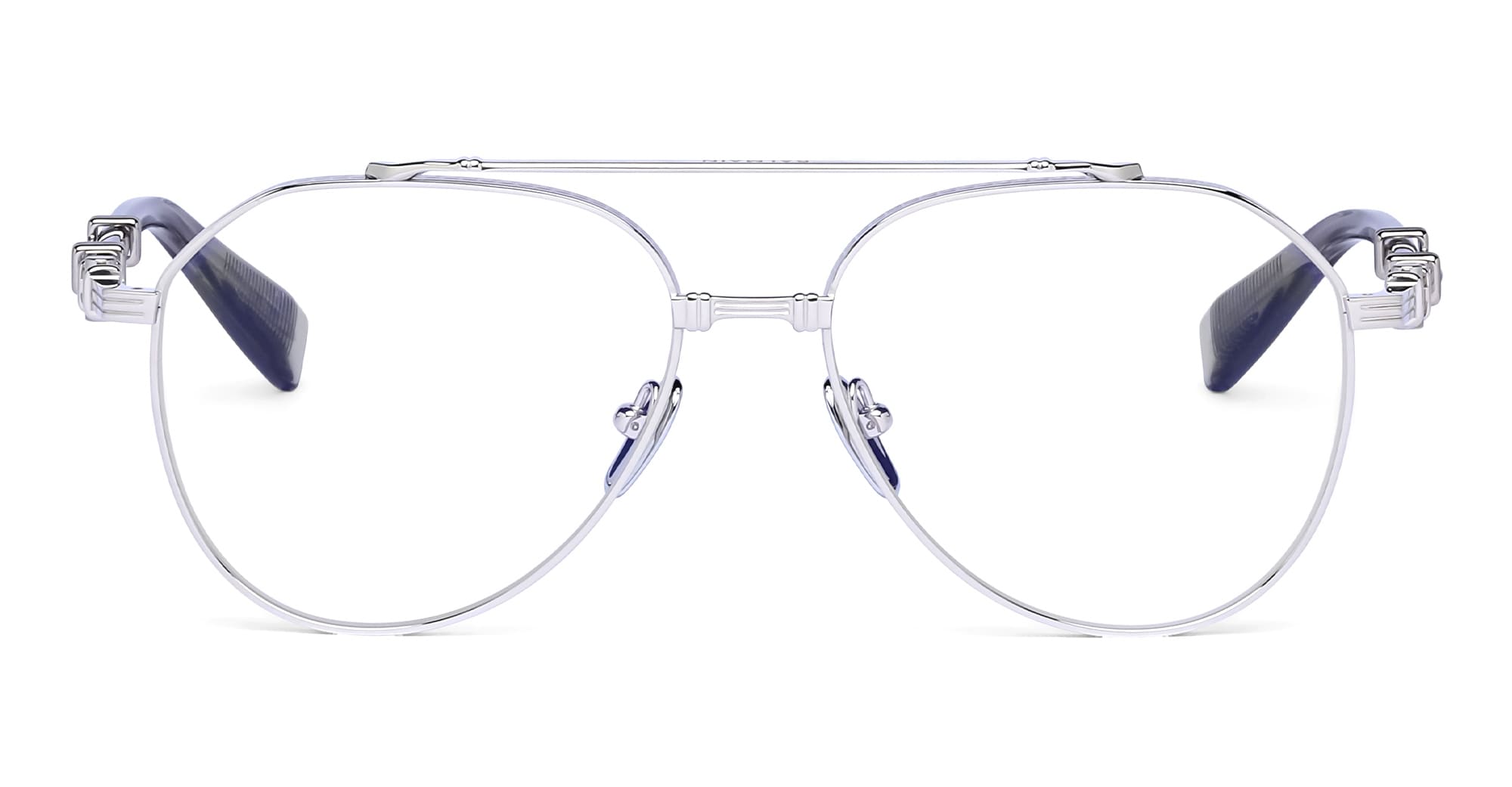 Ottica Mondello Roma - Balmain - BPX-186B-57 - BRIGADE-VII - CRYSTAL GREY / SILVER RX - titanium, acetate - shape Aviator - grey - EYEWEAR - EYEGLASSES - Unisex,Uomo,Donna,Women,Men - lens Clear - Made In Japan