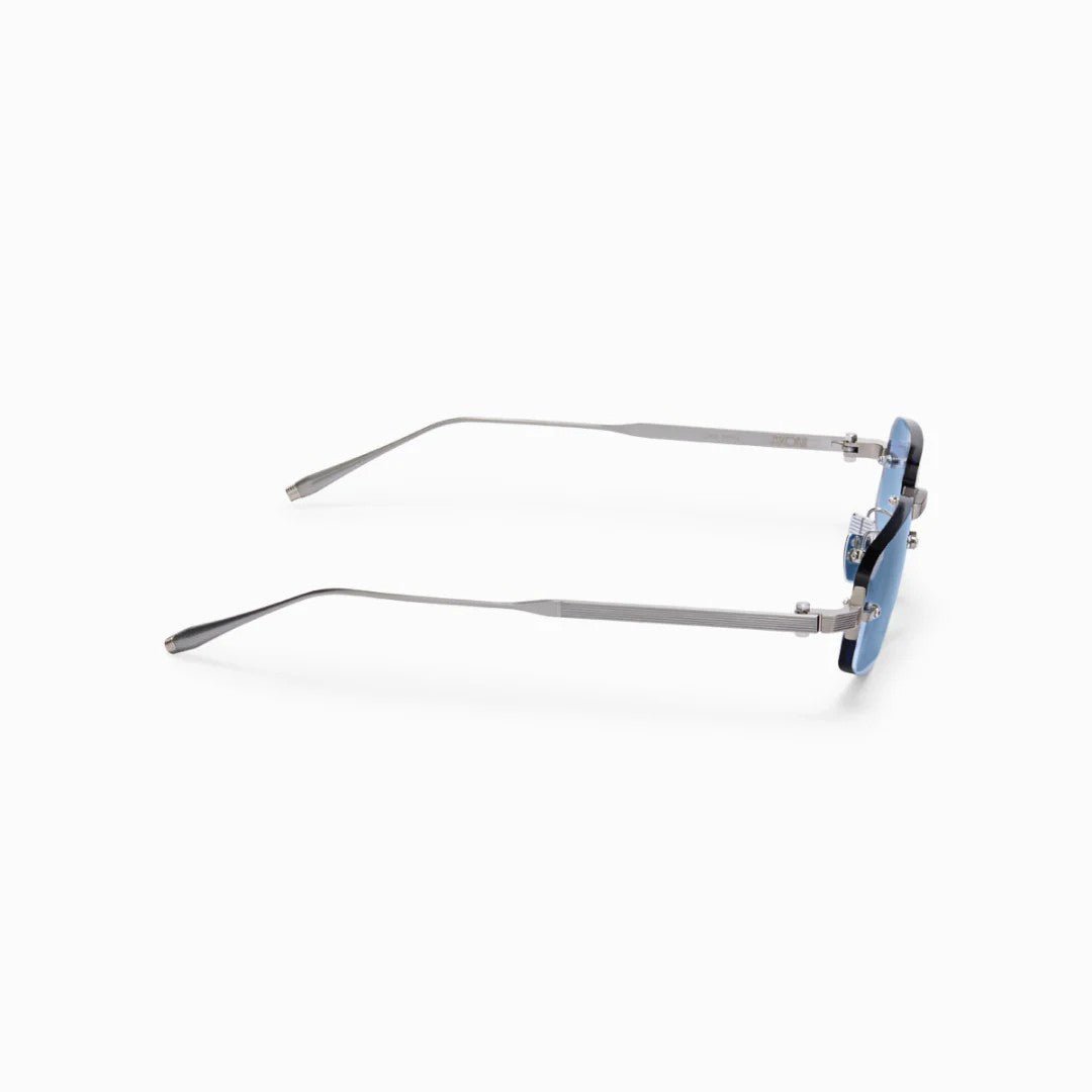 Ottica Mondello Roma - Akoni - AKS-536B-53 - JUNO-THREE - ANTIQUE SILVER - Titanium - shape Geometric - Gold - EYEWEAR - SUNGLASSES - Unisex,Uomo,Donna,Women,Men - lens Gradient blue - Made In Japan