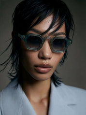 Ottica Mondello Roma - T HENRI - BAA011 - BIRDCAGE - AURELIAN - Acetate - shape Squared - Black - EYEWEAR - SUNGLASSES - Unisex,Uomo,Donna,Women,Men - lens Blue - Made In Japan