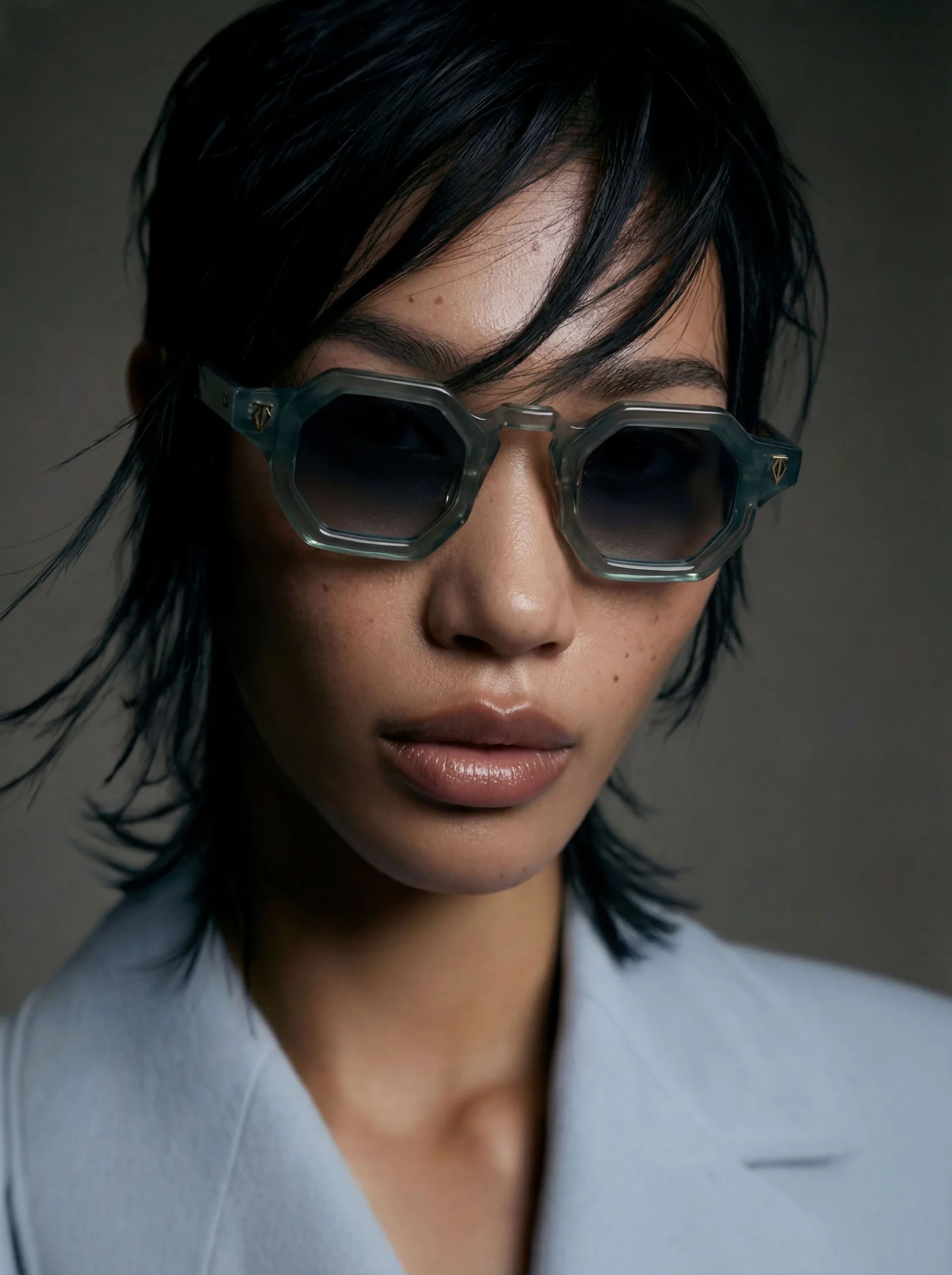 Ottica Mondello Roma - T HENRI - BAA011 - BIRDCAGE - AURELIAN - Acetate - shape Squared - Black - EYEWEAR - SUNGLASSES - Unisex,Uomo,Donna,Women,Men - lens Blue - Made In Japan