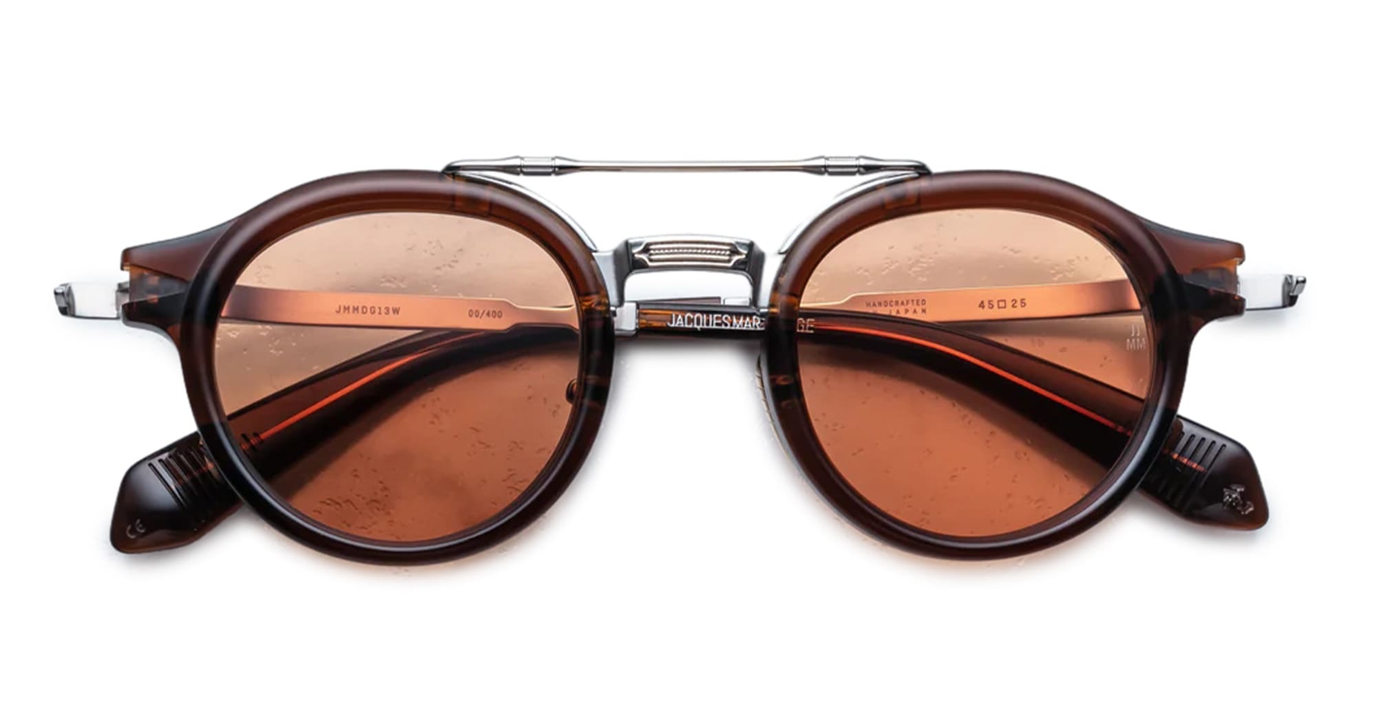 Ottica Mondello Roma - Jacques Marie Mage - J-ESN-DG-P5013W-OS - DELAGE - ZOLTAR - Acetate, titanium - shape Round - brown - EYEWEAR - SUNGLASSES - Uomo,Men - lens orange - Made In Japan
