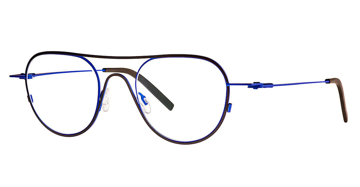 Vintage Theo Belgium Eyeglasses Blue Silver & Black Oval Avant-Garde Frames THEO Frame Eyeglass Frames for sale | eBay main image 2