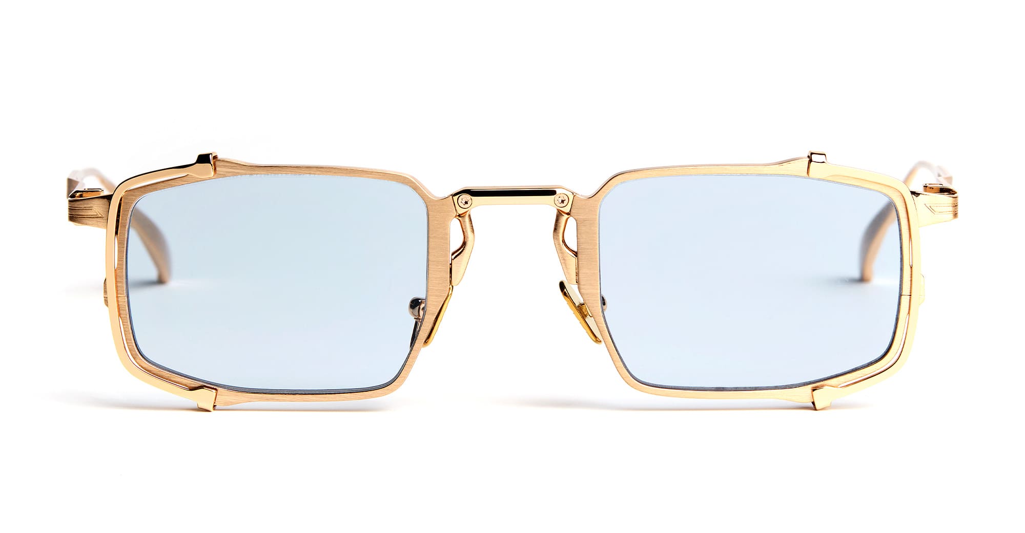 Ottica Mondello Roma - Movitra - TECTUM 02-C3 - TECTUM 02 - C3 Light Gold / Light Azure Lens - Titanium - shape Rectangular - Gold - EYEWEAR - SUNGLASSES - Uomo,Men - lens Blue - Made In Italy