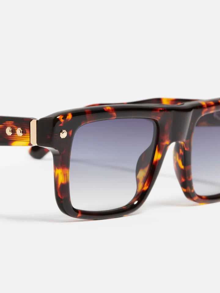 Ottica Mondello Roma - John Dalia - P18-C142-56 - PROJECT 18 (56) -  C142 Classic Havana / Gold - Acetate - shape Squared - havana, gold - EYEWEAR - SUNGLASSES - Unisex,Uomo,Donna,Women,Men - lens Gradient blue - Made In France