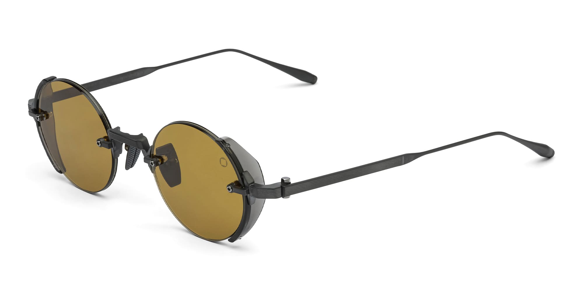  CRYSTAL BLACK - Titanium - shape Round - black iron - EYEWEAR - SUNGLASSES - Uomo,Men - lens Brown - Made In Japan