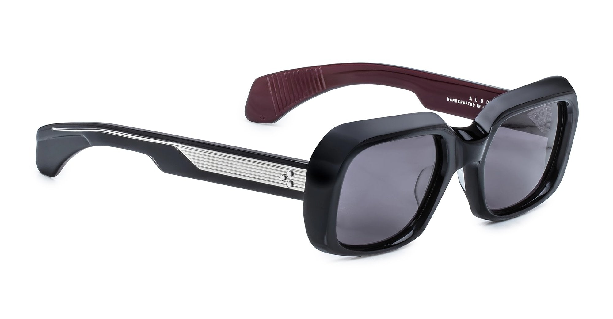 Ottica Mondello Roma - Jacques Marie Mage - JMMLD-6P - ALDO - BLOODSTONE - Acetate - shape Squared - Black, Red - EYEWEAR - SUNGLASSES - Unisex,Uomo,Donna,Women,Men - lens Grey - Made In Japan