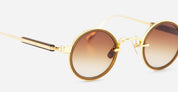Ottica Mondello Roma - Sato - Naos-YG-C-1 - NAOS - YELLOW GOLD / CHOCOLATE - titanium, acetate - shape Round - Gold, brown - EYEWEAR - SUNGLASSES - Unisex,Uomo,Donna,Women,Men - lens Gradient brown - Made In Japan
