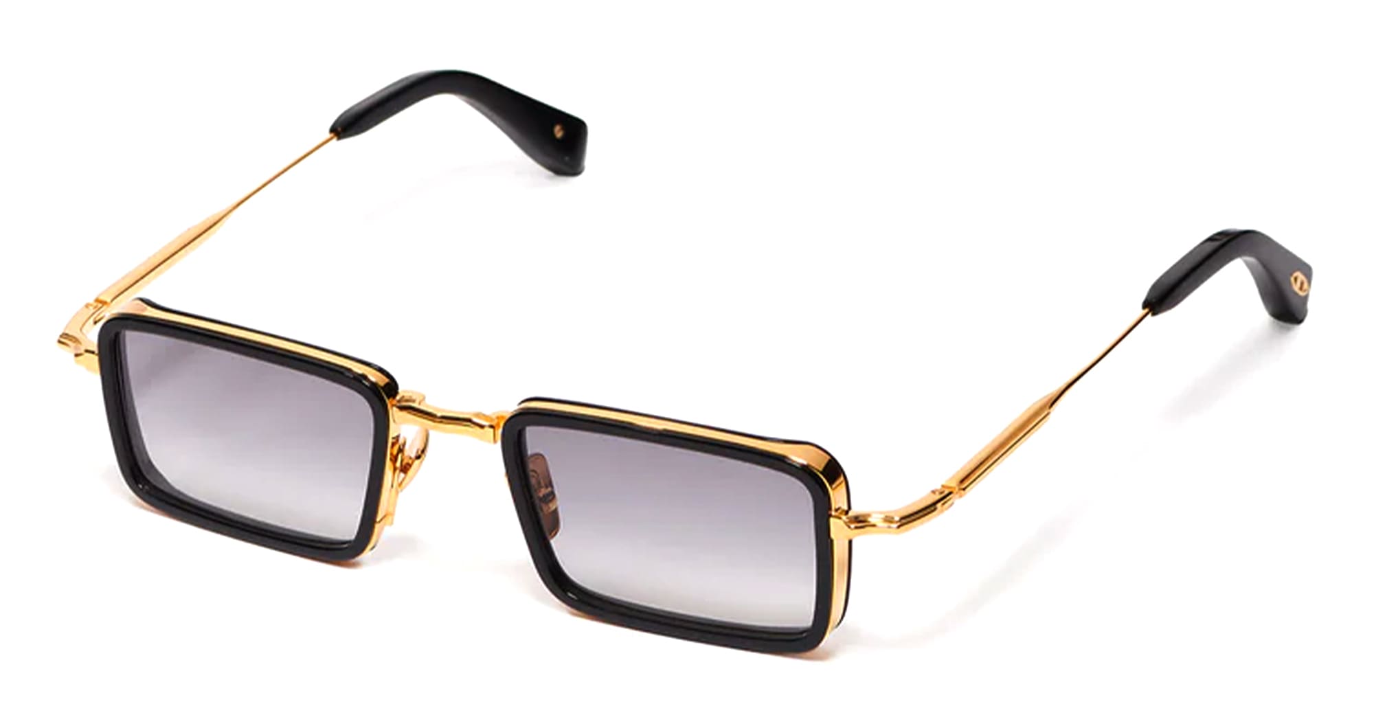 Ottica Mondello Roma - John Dalia - PIERCE-C100 - PIERCE - C100 Shiny Black / 18k Yellow Gold  - Metal - shape Rectangular - Black, gold - EYEWEAR - SUNGLASSES - Unisex,Uomo,Donna,Women,Men - lens Gradient grey - Made In France