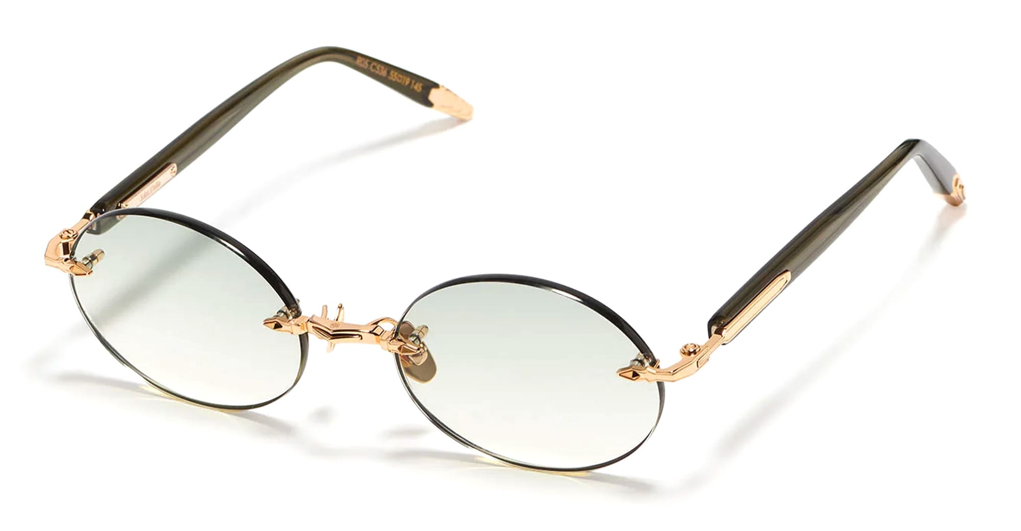 Ottica Mondello Roma - John Dalia - R05-C536 - R05 -  C536 18k Yellow Gold - stainless steel - shape Oval - Gold - EYEWEAR - SUNGLASSES - Unisex,Uomo,Donna,Women,Men - lens Gradient green - Made In France