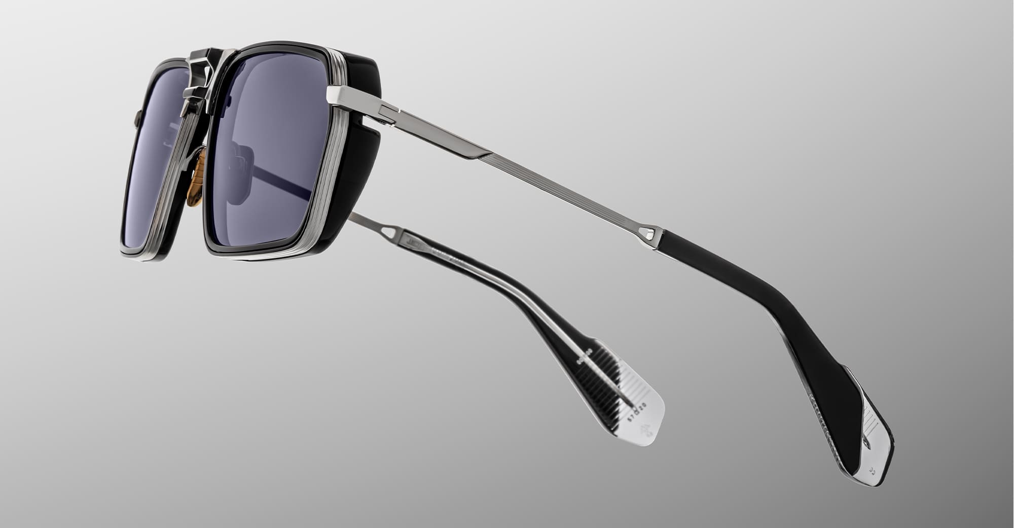 Ottica Mondello Roma - Jacques Marie Mage - JMMGTR-17G - GT-R - ARMOUR - titanium, acetate - shape Navigator - silver, black - EYEWEAR - SUNGLASSES - Uomo,Men - lens Grey - Made In Japan