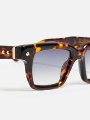 Ottica Mondello Roma - John Dalia - P17-C142 - PROJECT 17 -  C142 Classic Havana / Yellow Gold - Acetate - shape Squared - havana, gold - EYEWEAR - SUNGLASSES - Unisex,Uomo,Donna,Women,Men - lens Gradient blue - Made In France