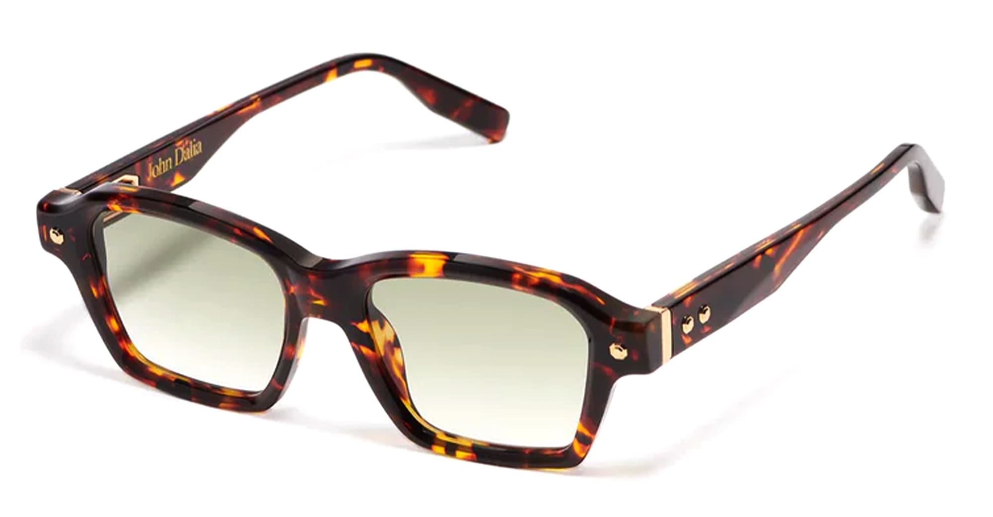 Ottica Mondello Roma - John Dalia - P08-C141 - PROJECT 08 - C141 - Classic Havana - Yellow Gold - Acetate - shape Squared - havana, gold - EYEWEAR - SUNGLASSES - Unisex,Uomo,Donna,Women,Men - lens Gradient green - Made In France