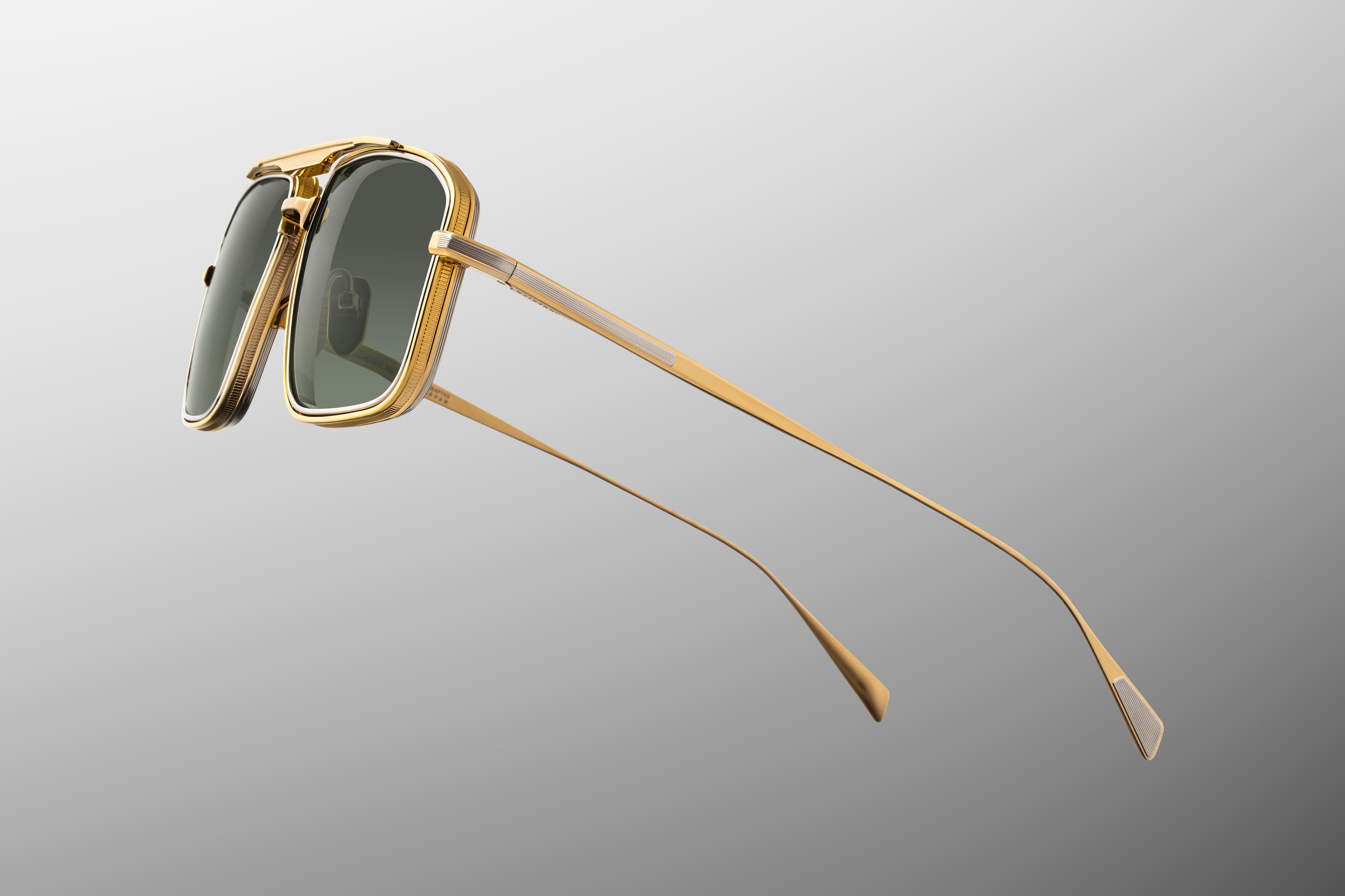 Ottica Mondello Roma - Jacques Marie Mage - JMMER-12M - EARL - MUSKET - Titanium - shape Navigator - Gold - EYEWEAR - SUNGLASSES - Unisex,Uomo,Donna,Women,Men - lens Green - Made In Japan