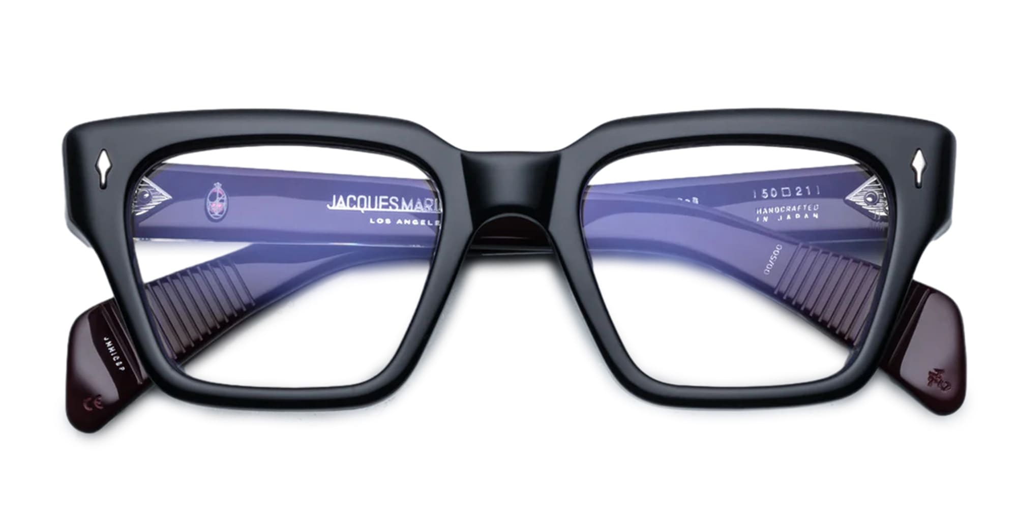 Ottica Mondello Roma - Jacques Marie Mage - JMMICRX-6P - ICHIKAWA - BLOODSTONE RX - Acetate - shape Squared - black, burgundy - EYEWEAR - EYEGLASSES - Uomo,Men - lens Clear - Made In Japan