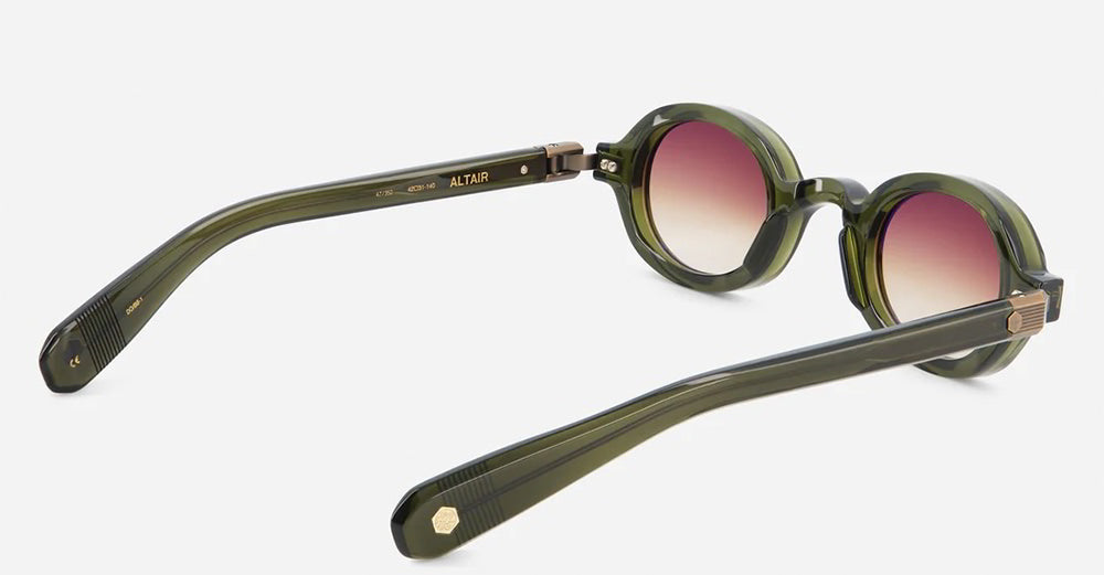 Ottica Mondello Roma - Sato - Altair-DO-BB-1 - Altair - Deep Olive / Brushed Bronze - Acetate - shape Oval - green - EYEWEAR - SUNGLASSES - Unisex,Uomo,Donna,Women,Men - lens Gradient brown - Made In Japan