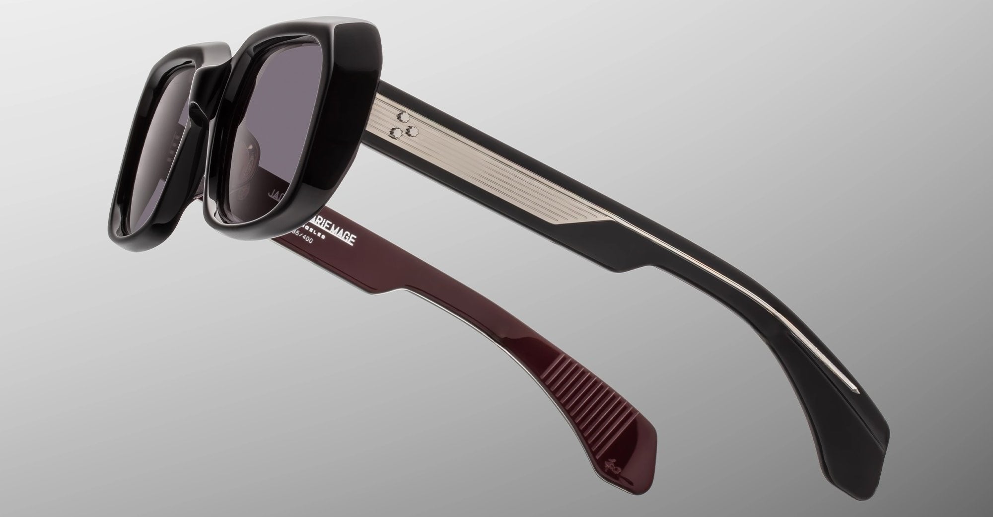 Ottica Mondello Roma - Jacques Marie Mage - JMMLD-6P - ALDO - BLOODSTONE - Acetate - shape Squared - Black, Red - EYEWEAR - SUNGLASSES - Unisex,Uomo,Donna,Women,Men - lens Grey - Made In Japan