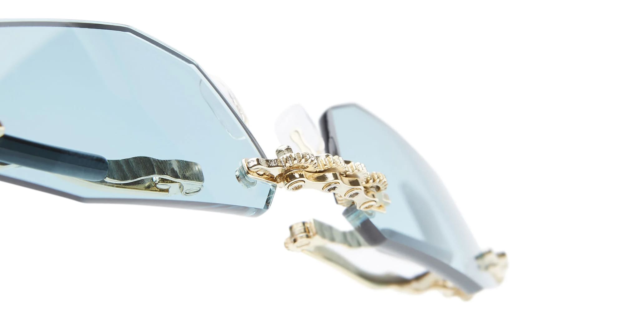 Ottica Mondello Roma - Kuboraum - KRSH40GG0000004E - MASK H40 GG - GOLD - Metal - shape Irregular - Gold - EYEWEAR - SUNGLASSES - Unisex,Uomo,Donna,Women,Men - lens Blue - Made In Italy
