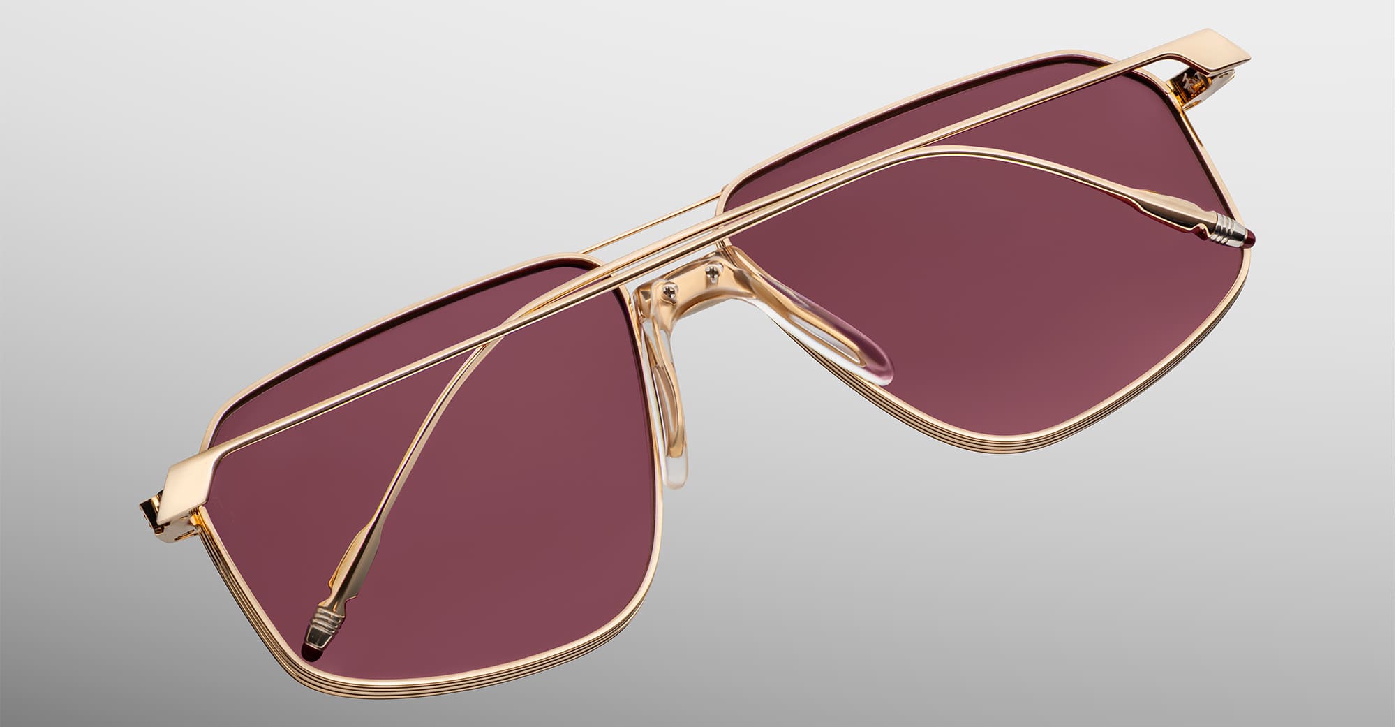 Ottica Mondello Roma - Jacques Marie Mage - JMMJG-22 - JAGGER - CHAMPAGNE - Titanium - shape Aviator - light gold - EYEWEAR - SUNGLASSES - Uomo,Men - lens burgundy - Made In Japan