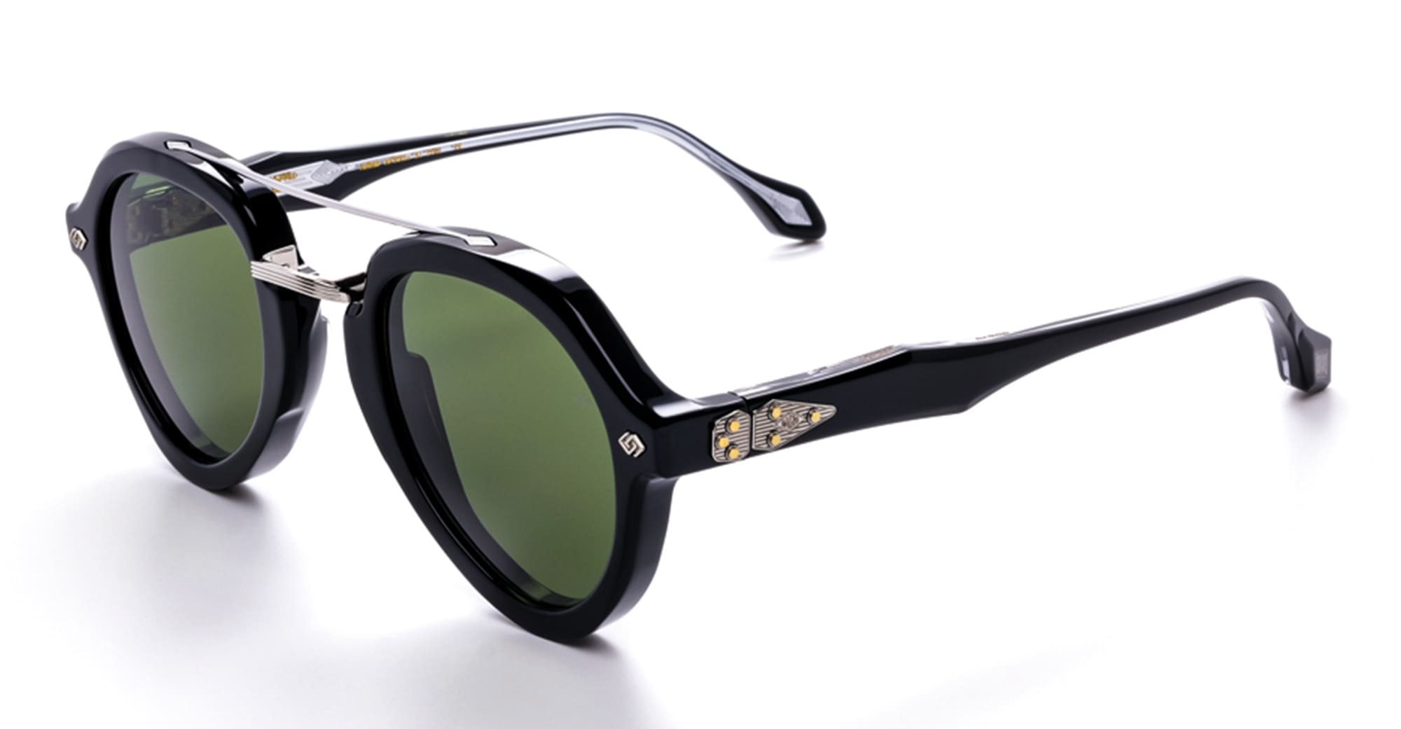 Ottica Mondello Roma - Daizo - AHMB-AVR001e-B1-PG01 - KOJI - black / green lens - Acetate, titanium - shape Aviator - Black - EYEWEAR - SUNGLASSES - Unisex,Uomo,Donna,Women,Men - lens Green - Made In Japan