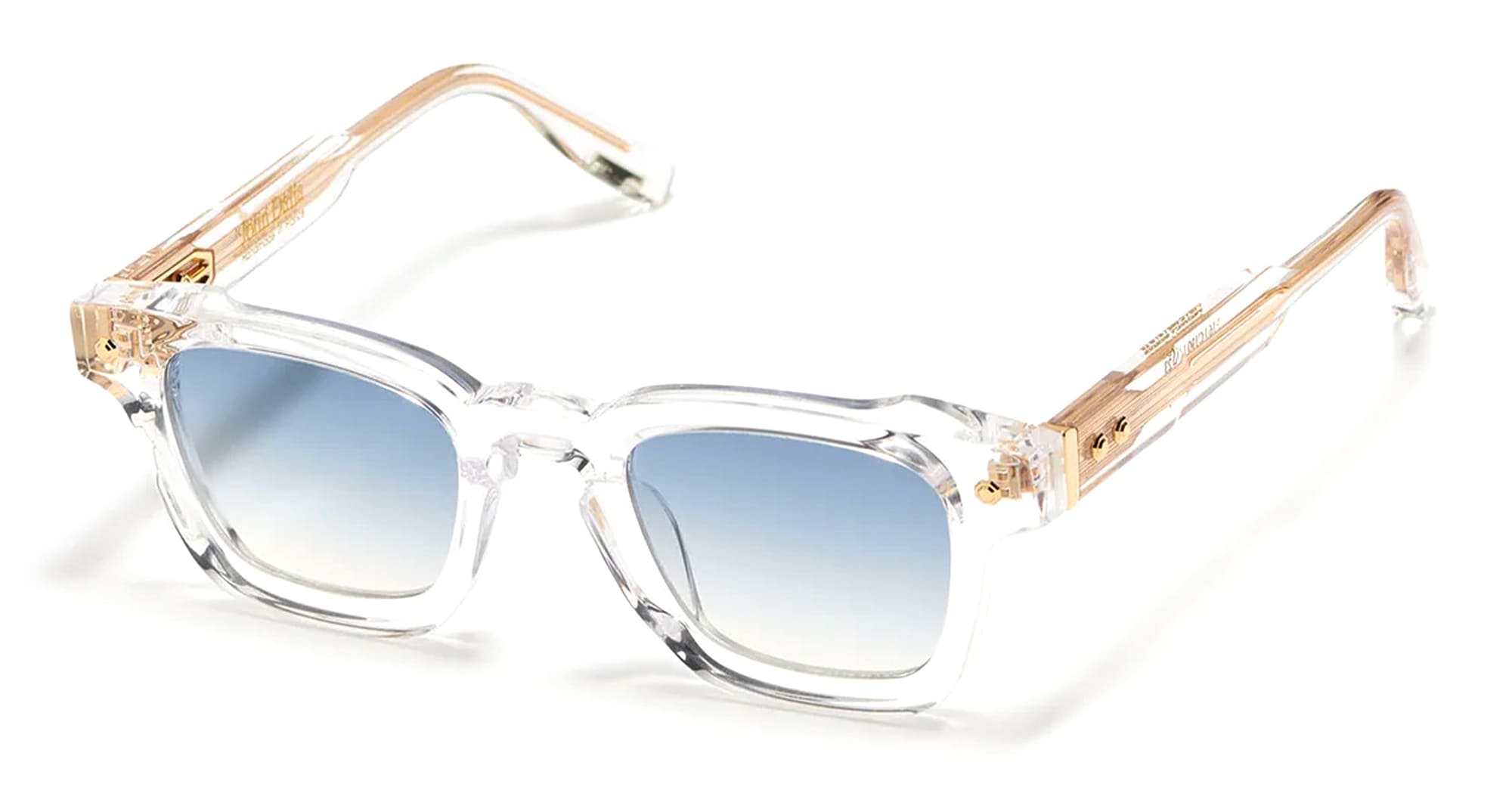 Ottica Mondello Roma - John Dalia - P16-C190-47 - PROJECT 16 (47) -  C190 Crystal / Yellow Gold - Acetate - shape Squared - transparent, gold - EYEWEAR - SUNGLASSES - Unisex,Uomo,Donna,Women,Men - lens Blue - Made In France