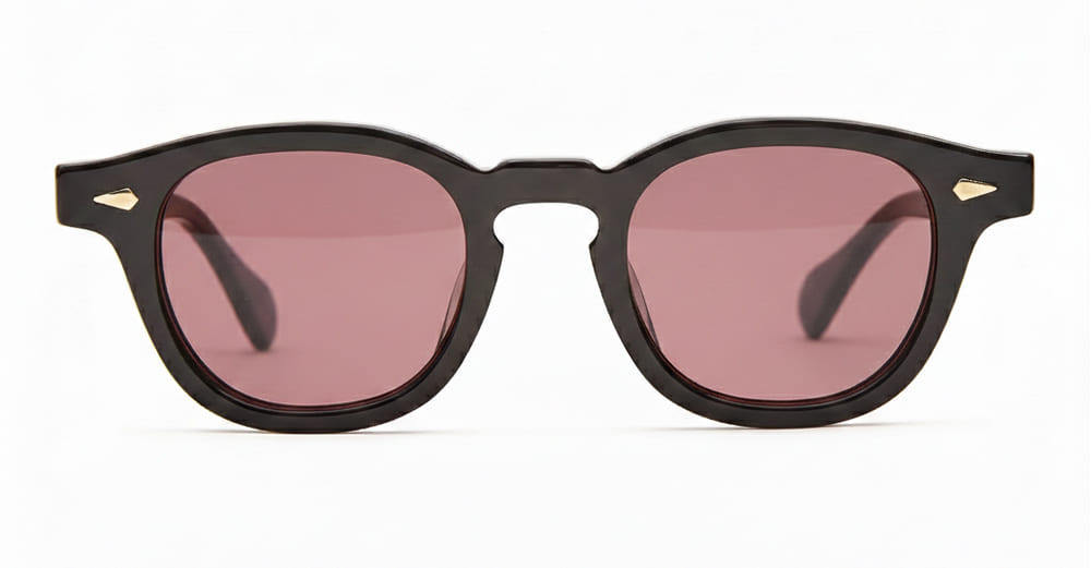 Ottica Mondello Roma - Julius Tart - JTPL-102A-2B-WINE - AR 46X24 - BLACK / WINE LENS - Acetate - shape Panto - Black - EYEWEAR - SUNGLASSES - Unisex,Uomo,Donna,Women,Men - lens red - Made In Japan