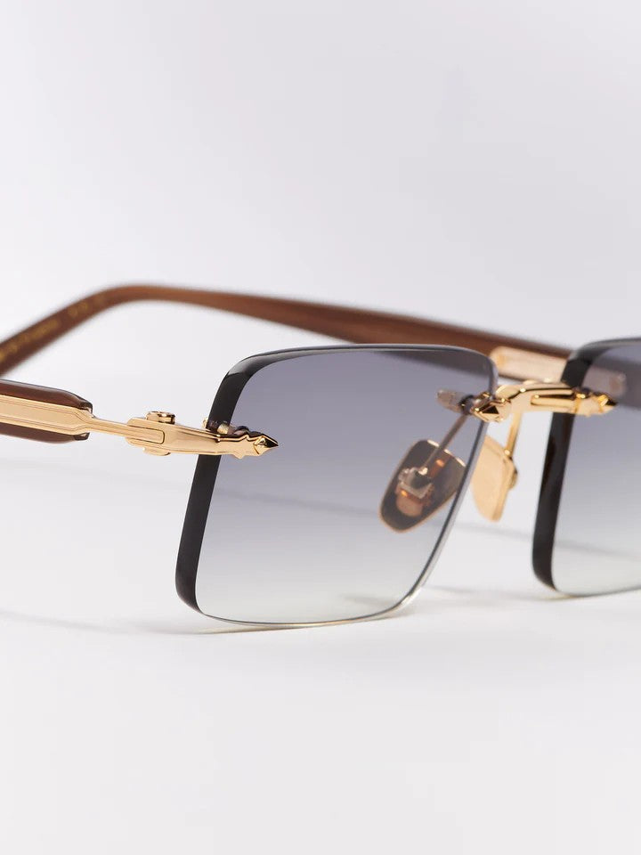 Ottica Mondello Roma - John Dalia - R01-C531 - R01 - C531 Yellow Gold 18K - Metal - shape Rectangular - Gold - EYEWEAR - SUNGLASSES - Unisex,Uomo,Donna,Women,Men - lens Gradient grey - Made In France