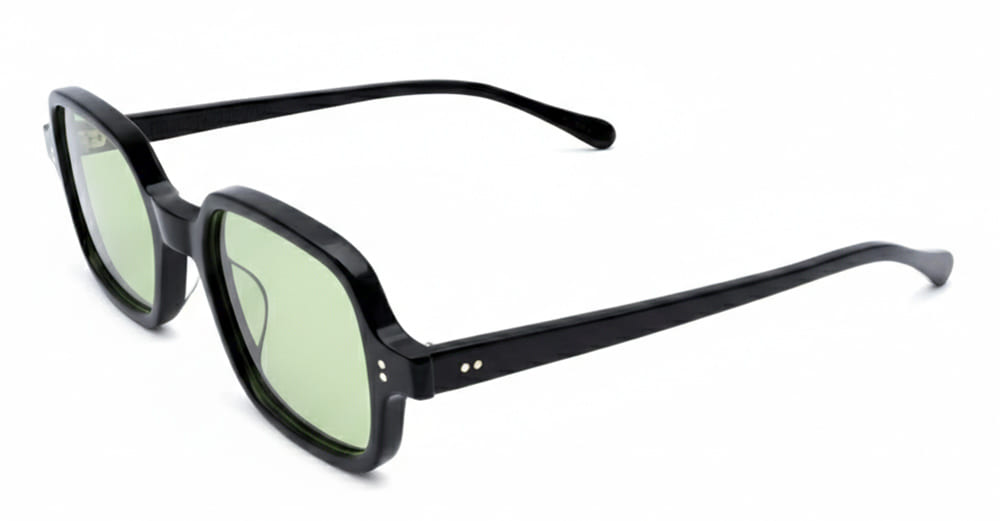 Ottica Mondello Roma - Julius Tart - JTPL-036A-2B-GN-30 - T-SQUARE - BLACK / GREEN LENS - Acetate - shape Squared - Black - EYEWEAR - SUNGLASSES - Unisex,Uomo,Donna,Women,Men - lens Green - Made In Japan