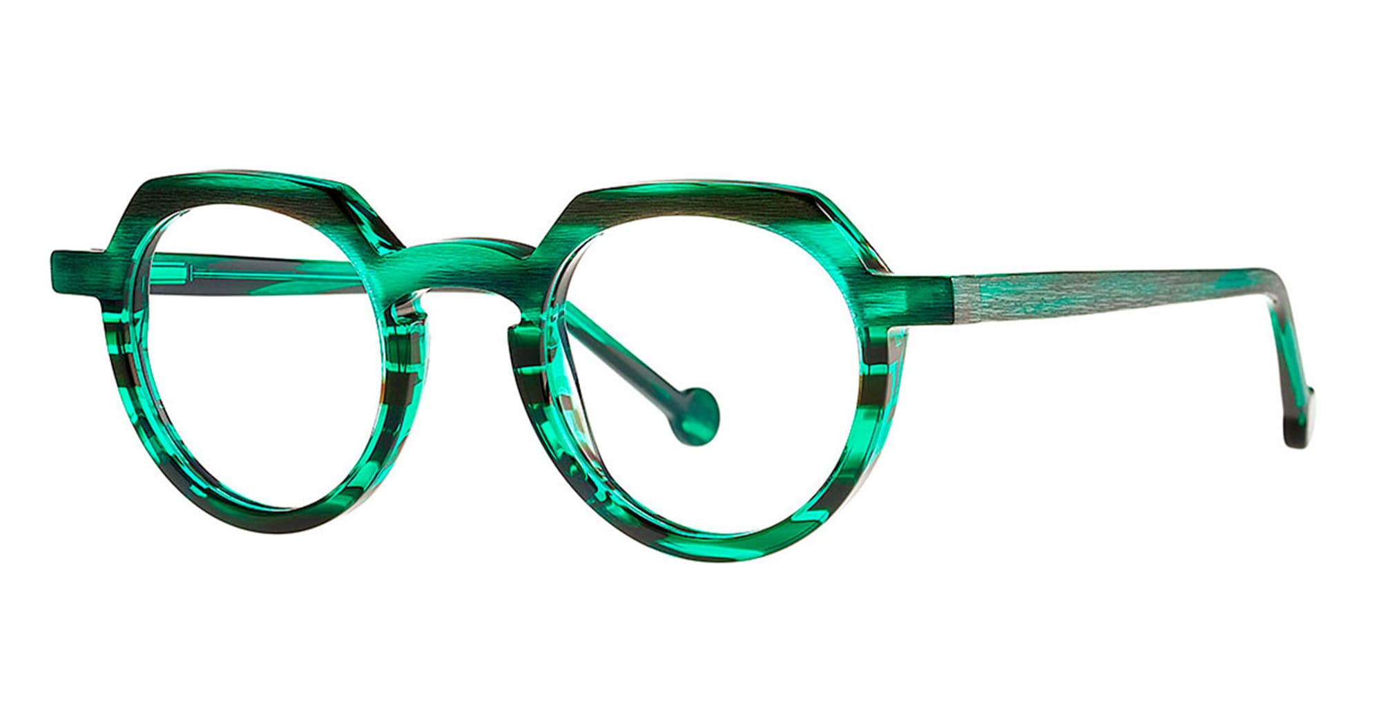 Ottica Mondello Roma - Theo eyewear - OSTR-37 - COMMON OSTRICH - 037 GREEN LINED RX - Acetate - shape round - green - EYEWEAR - EYEGLASSES - Unisex,Uomo,Donna,Women,Men - lens Clear - Made In Belgium