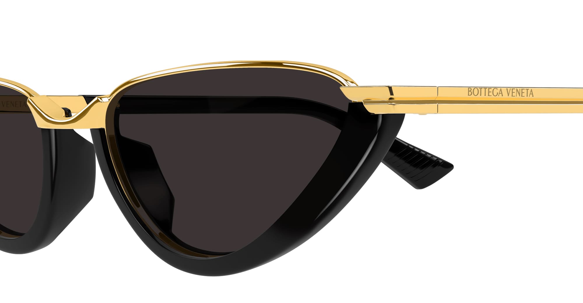 Ottica Mondello Roma - Bottega Veneta - BV1346S-001 - BV1346S-001 - BLACK / GOLD - Acetate - shape Cat-eye - Black, gold - EYEWEAR - SUNGLASSES - Donna,Women - lens Grey - Made In Japan