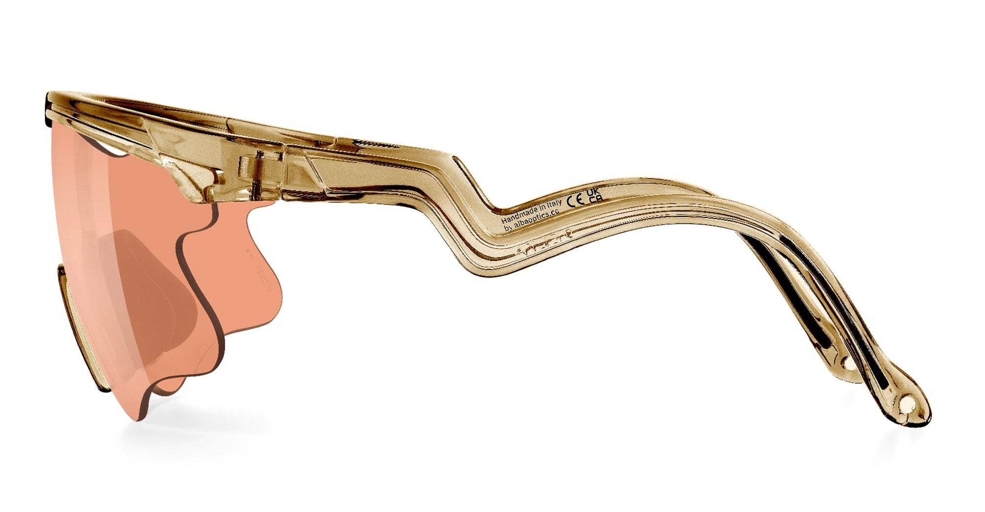 Ottica Mondello Roma - Alba Optics - 8050054517650 - DELTA LEI - SMOKE GLOSSY / VZUM SALMON - Tr90 - shape Mask - brown - EYEWEAR - SUNGLASSES - Unisex,Uomo,Donna,Women,Men - lens Pink - Made In Italy