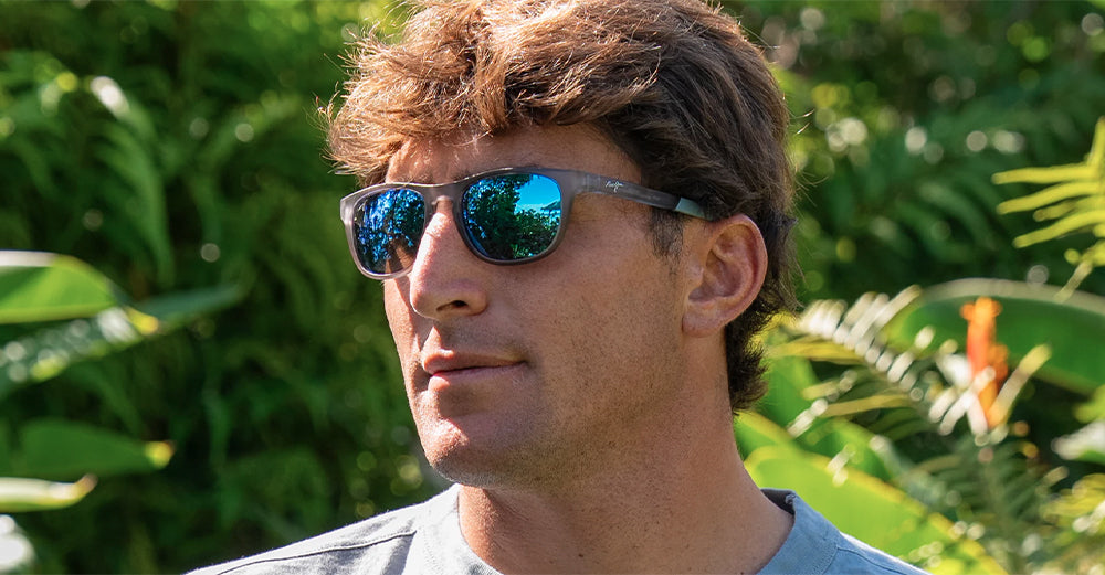 Ottica Mondello Roma - Maui Jim - MJ0597S-004 - MELEMELE - MATTE TRANSPARENT GREY / BLUE HAWAII - nylon - shape Rectangular - grey - EYEWEAR - SUNGLASSES - Unisex,Uomo,Donna,Women,Men - lens Blue - Made In Italy