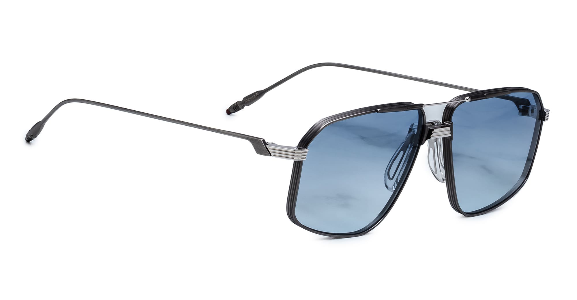Ottica Mondello Roma - Jacques Marie Mage - JMMJG-2H - JAGGER - ANTIQUE SILVER - Titanium - shape Aviator - Silver - EYEWEAR - SUNGLASSES - Unisex,Uomo,Donna,Women,Men - lens Gradient blue - Made In Japan
