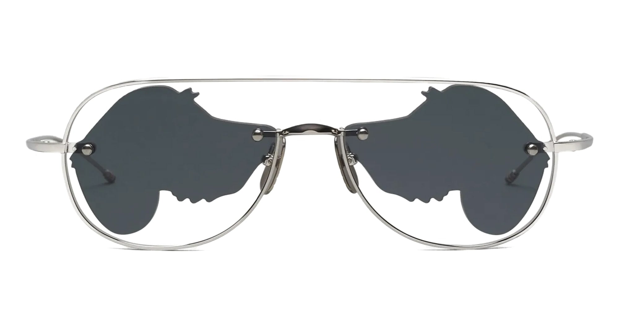 Ottica Mondello Roma - Thom Browne - UES966A-G0001-045-54 - AVIATOR SUNGLASSES W/HECTOR LENS - SILVER - Titanium - shape  - Silver - EYEWEAR - EYEGLASSES - Unisex,Uomo,Donna,Women,Men - lens Grey - Made In Japan