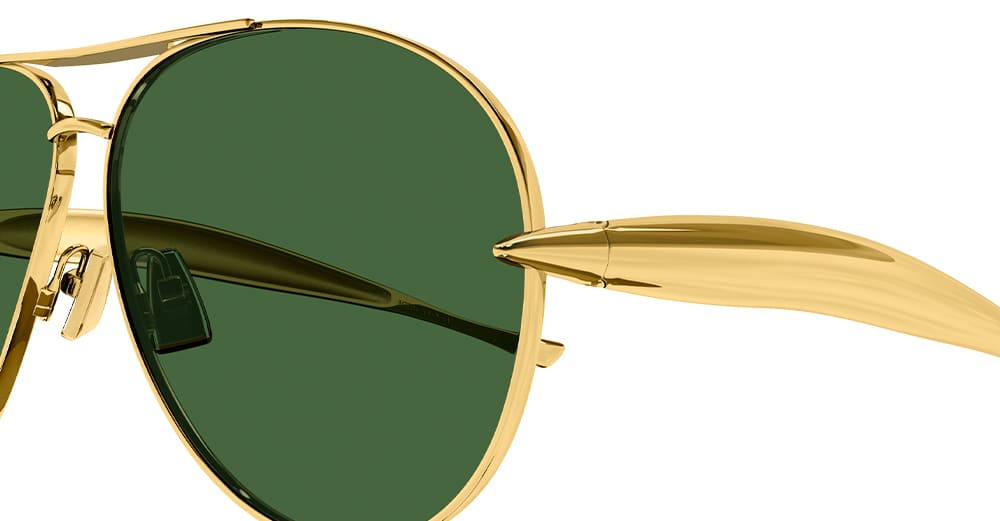 Ottica Mondello Roma - Bottega Veneta - BV1305S-001 - BV1305S-001 - GOLD / GREEN LENS - Metal - shape Aviator - Gold - EYEWEAR - SUNGLASSES - Unisex,Uomo,Donna,Women,Men - lens Green - Made In Italy