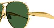 Ottica Mondello Roma - Bottega Veneta - BV1305S-001 - BV1305S-001 - GOLD / GREEN LENS - Metal - shape Aviator - Gold - EYEWEAR - SUNGLASSES - Unisex,Uomo,Donna,Women,Men - lens Green - Made In Italy